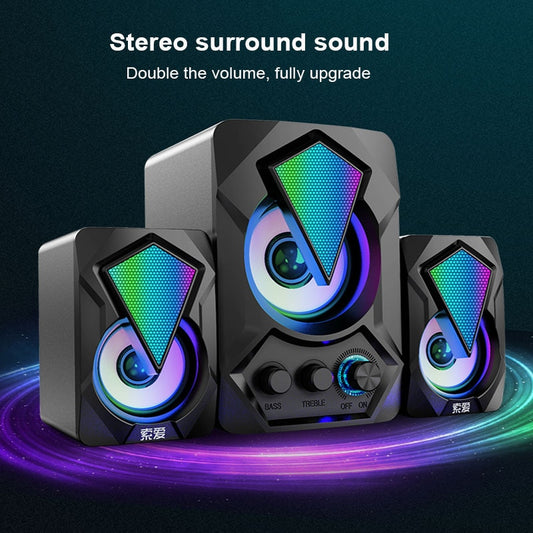 USB Wired Computer Speakers bluetooth speaker column Subwoofer Audio Speaker Multimedia Loudspeaker for Laptop Desktop Phone.