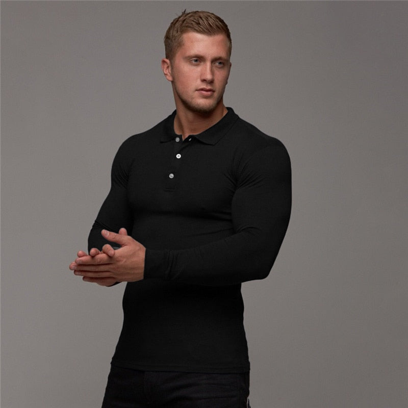 New Brand Cotton Breathable Men's Polo Shirt Fitness Men Cotton Long Sleeve Poloshirt Brands Clothing Autumn Mens Polo Shirts