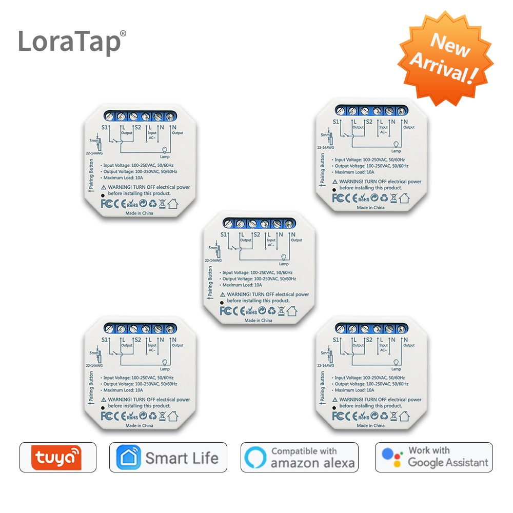 LoraTap Tuya Smart Life Wifi Switch Relay Breaker Module Automation Lighting Google Home Alexa Echo Remote Control App Timer 10A.