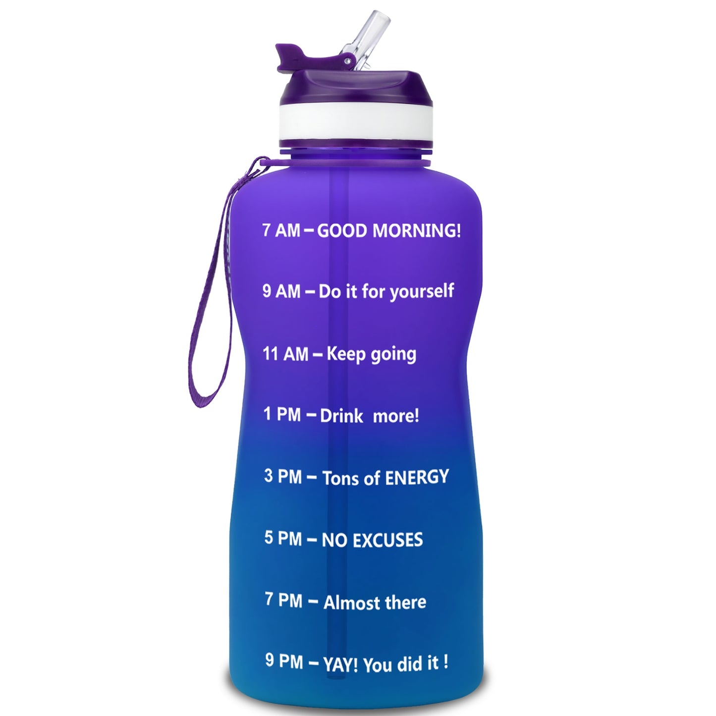 QuiFit 2L 1.3L 64OZ 43oz Tritan Water Bottle With Straw & Time Markings BPA Free Portable Protein Shaker Sports GYM Drinking Jug