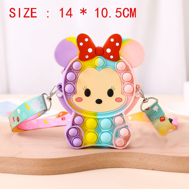 Disney Minnie Mouse Cute Kawaii Wallet Fidget Toy Push Bubble Antistress Anime Coin Purse Kid Girl Bag Children Birthday Present.