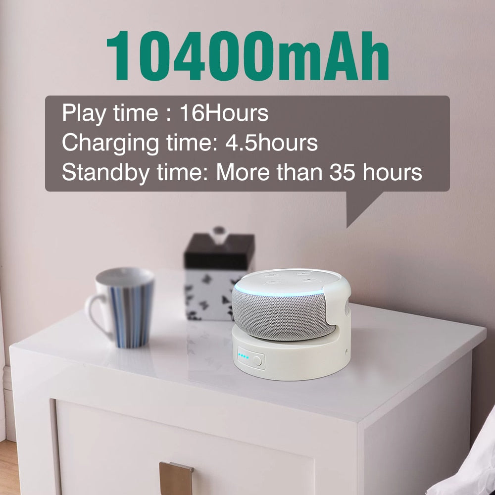 Battery base for Echo Dot 3rd Gen Battery Base portable charger power bank For echo dot 3 Alexa Speaker 8 Hours play time.