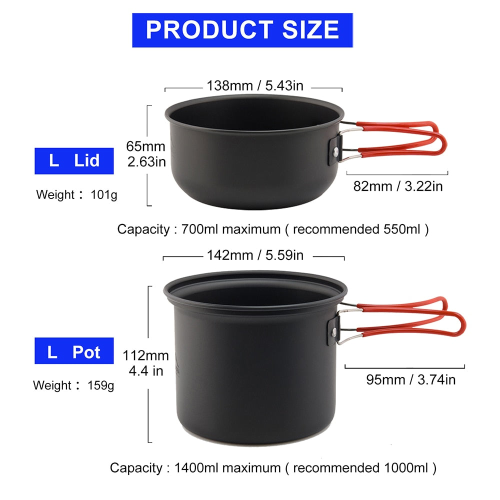 Widesea Camping Cookware Outdoor Cooking Set Tableware Tourist Kitchen Camping Pot Heat Exchange Cooker Travel Utensil Equipment