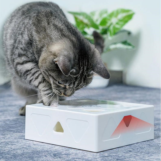 Cat Hunt Toy Electric Cat Toy Sqaure Magic Box Smart Teasing Cat Stick Crazy Game Interactive Cat Feather Toy Cat Catching Mouse