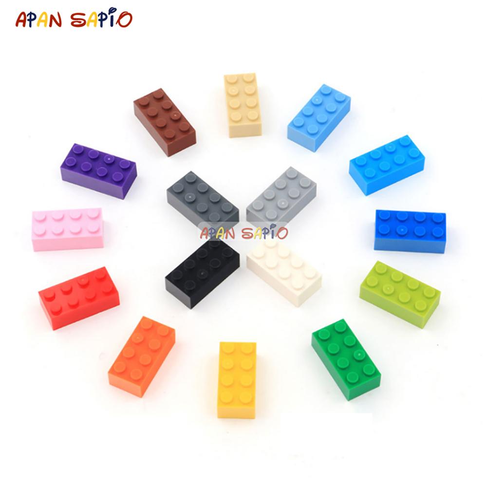 40pcs DIY Building Blocks Thick Figures Bricks 2x4 Dots Educational Creative Size Compatible With 3001 Plastic Toys for Children