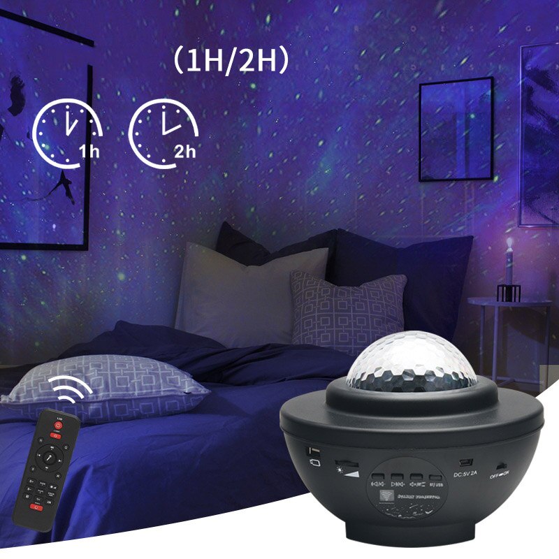 LED Galaxy Projector Night Light Star Starry Night Lamp Ocean Wave Projector With Music Bluetooth Speaker Remote Control Lamp
