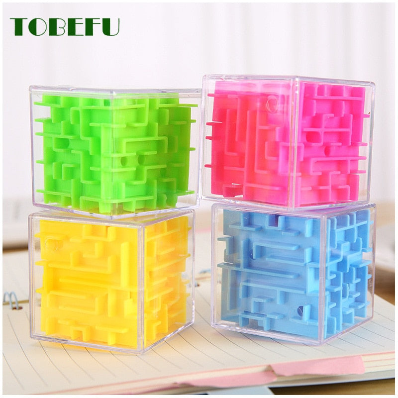 TOBEFU 3D Maze Magic Cube Transparent Six-sided Puzzle Speed Cube Rolling Ball Game Cubos Maze Toys for Children Educational.