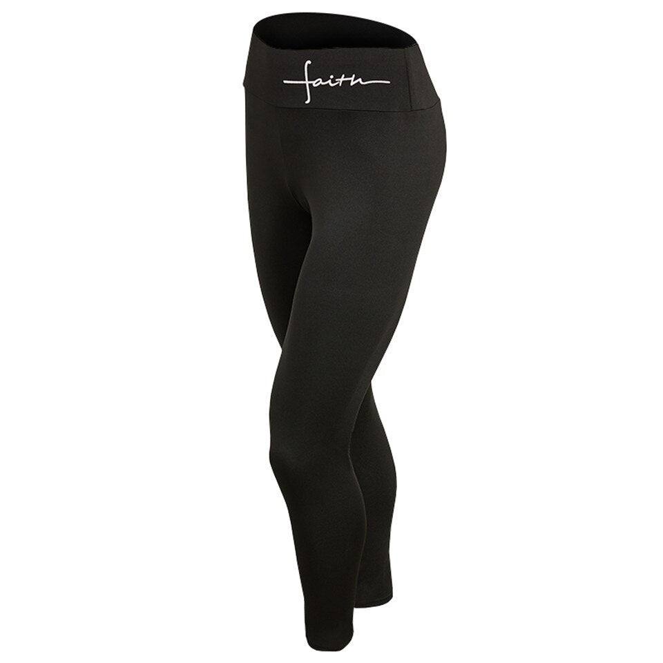 Black Sport Leggings for Fitness Women Fitness Push Up Elastic Letters Print Legging High Waist Plus Size Workout Gym Pants Slim