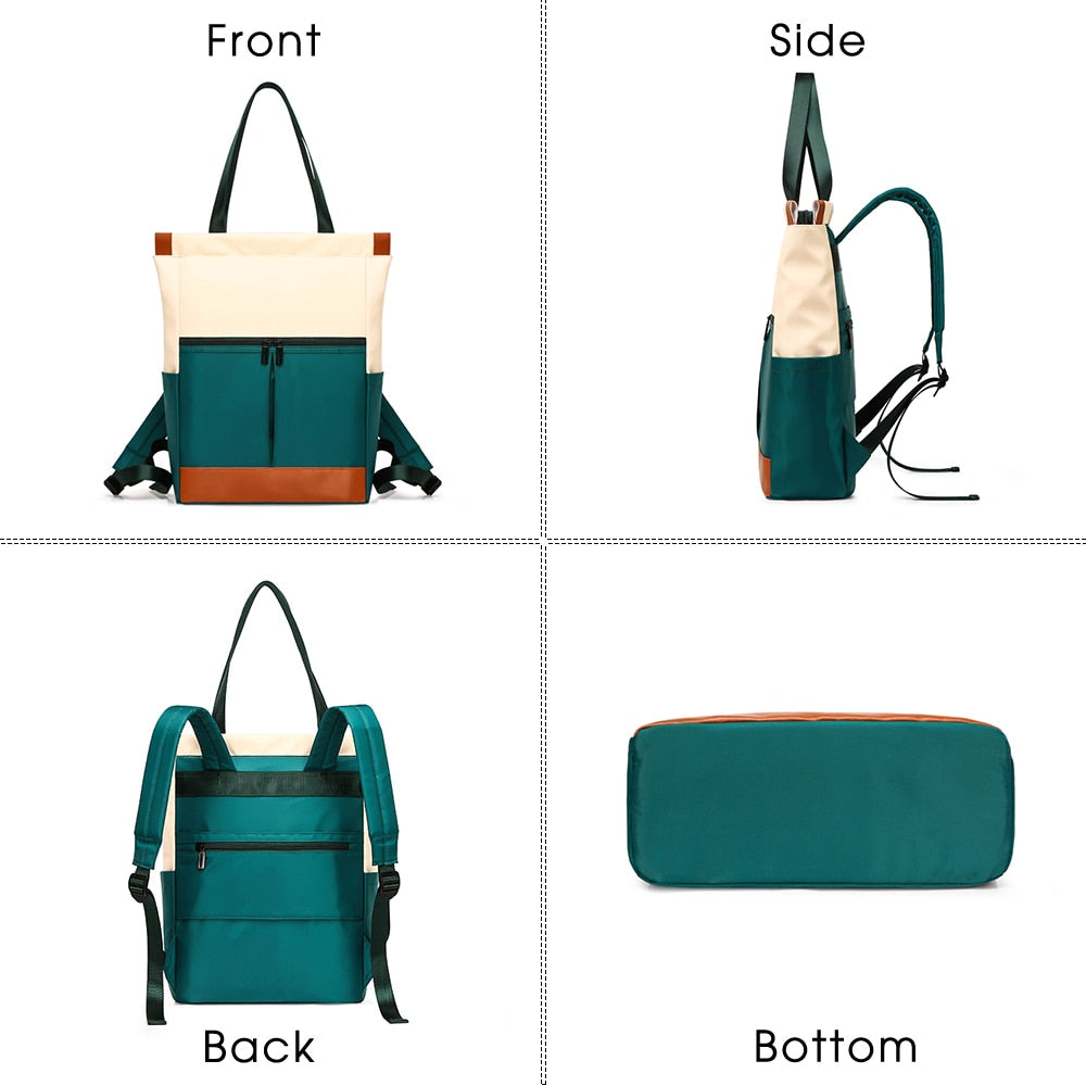 Women Nylon Backpacks Candy Color Waterproof School Bags for Teenagers Patchwork Laptop Handbag Shoulder Bags Travel Bagpack