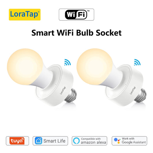 Tuya Smart WiFi Light Socket Lamp Holder for Led Bulb E27 E26 Google Home Echo Alexa Voice Control, Remote Control ON OFF.