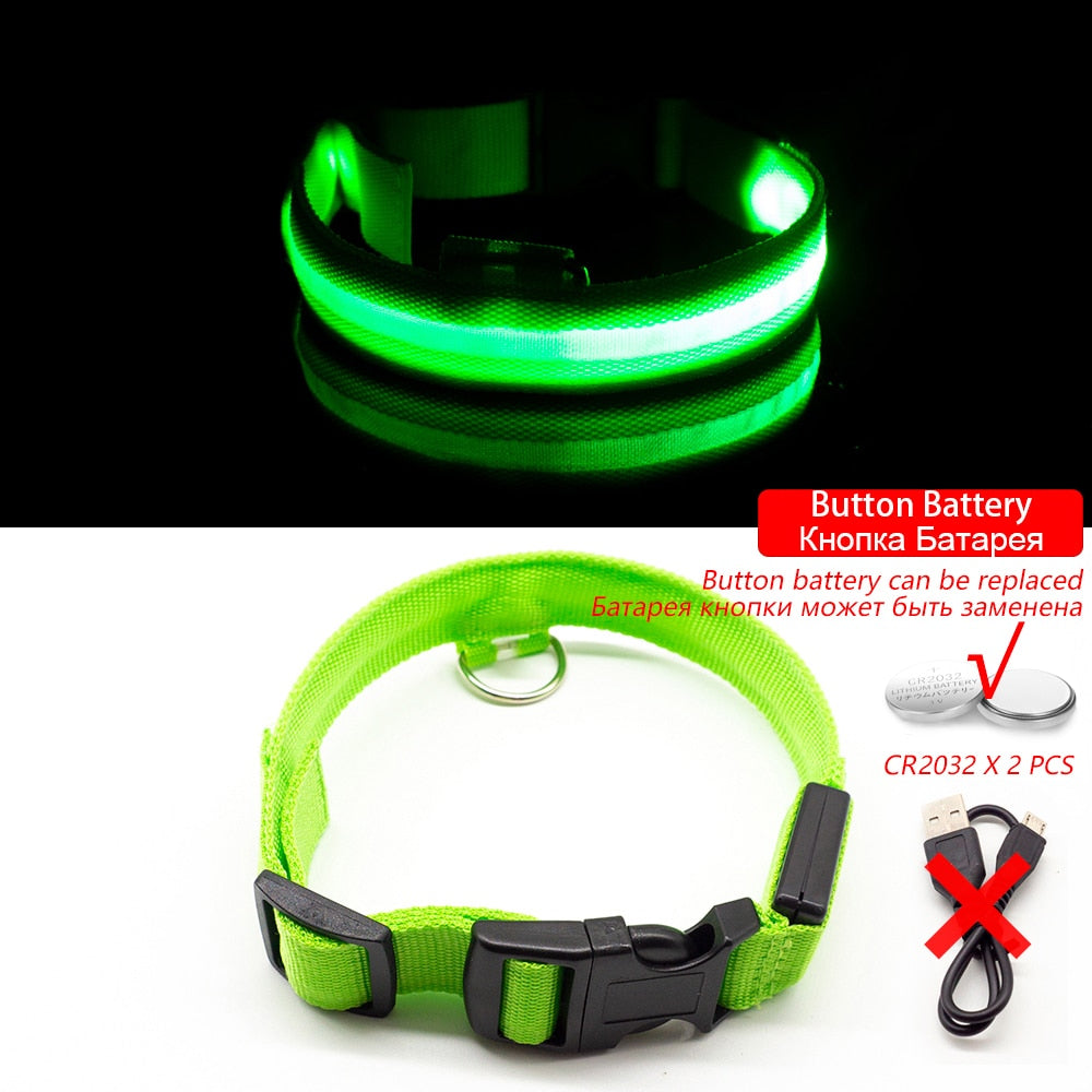 USB Charging/Battery replacement Led Dog Collar Anti-Lost Collar For Dogs Puppies Dog Collars Leads LED Supplies Pet Products.