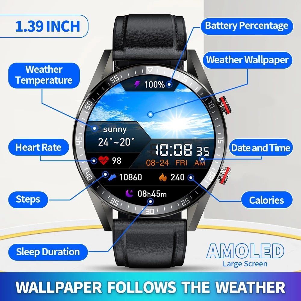 2021 New 454*454 Screen Smart Watch Always Display The Time Bluetooth Call Local Music Smartwatch For Mens Android TWS Earphones.