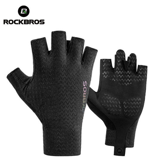 ROCKBROS Autumn Spring Road Bike Gloves Cycling Gloves SBR Pad Half Finger Bicycle Goves Men Women Breathable Shockproof Gloves.