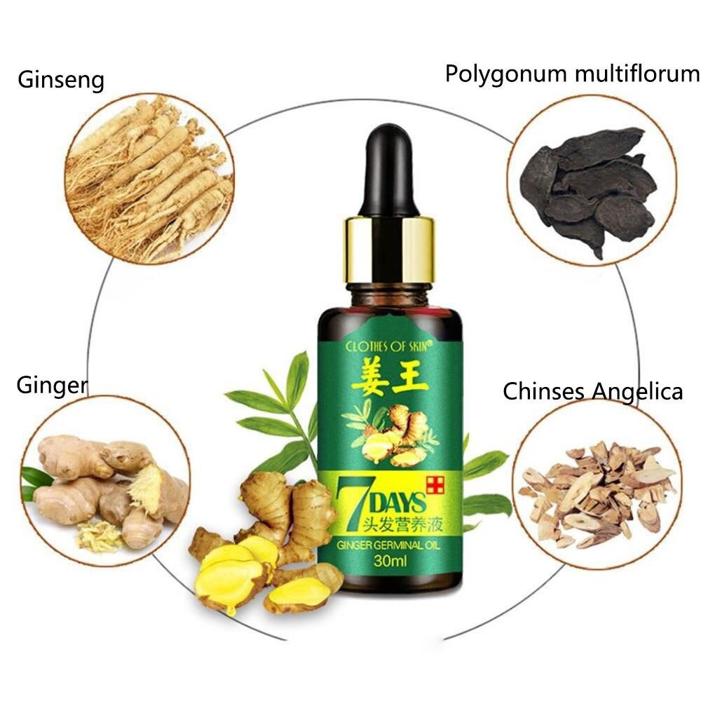 7 Day Ginger Germinal Serum Essence Oil Loss Treatement Growth Hair 30ML Healthy Hair Growth Essence Oil.