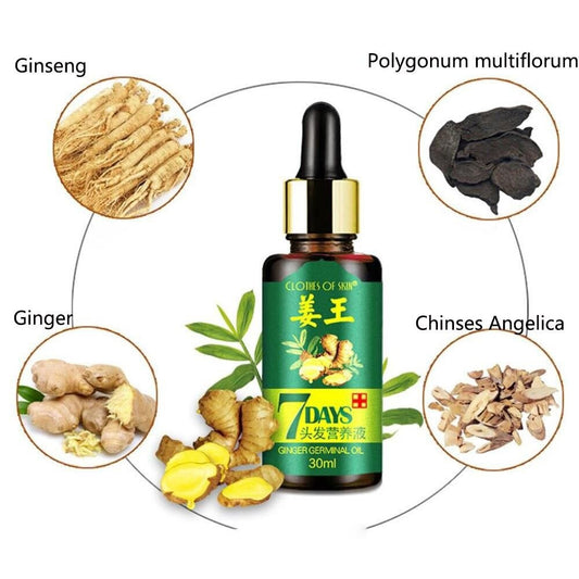 7 Day Ginger Germinal Serum Essence Oil Loss Treatement Growth Hair 30ML Healthy Hair Growth Essence Oil.