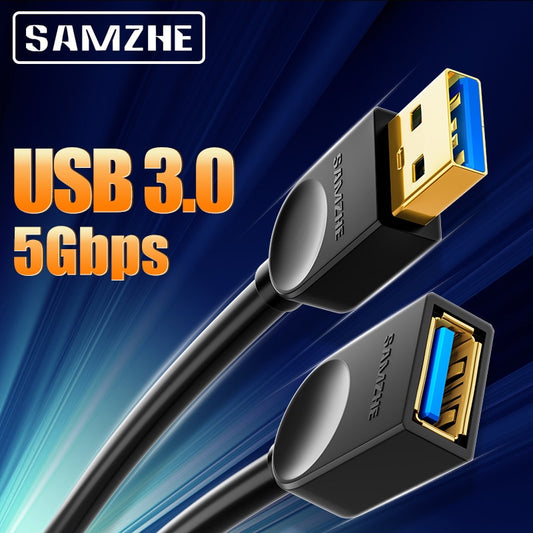 SAMZHE USB 3.0 Extension Male to Female 2.0 Extender Cable For PC TV PS4 Computer Laptop Extender.
