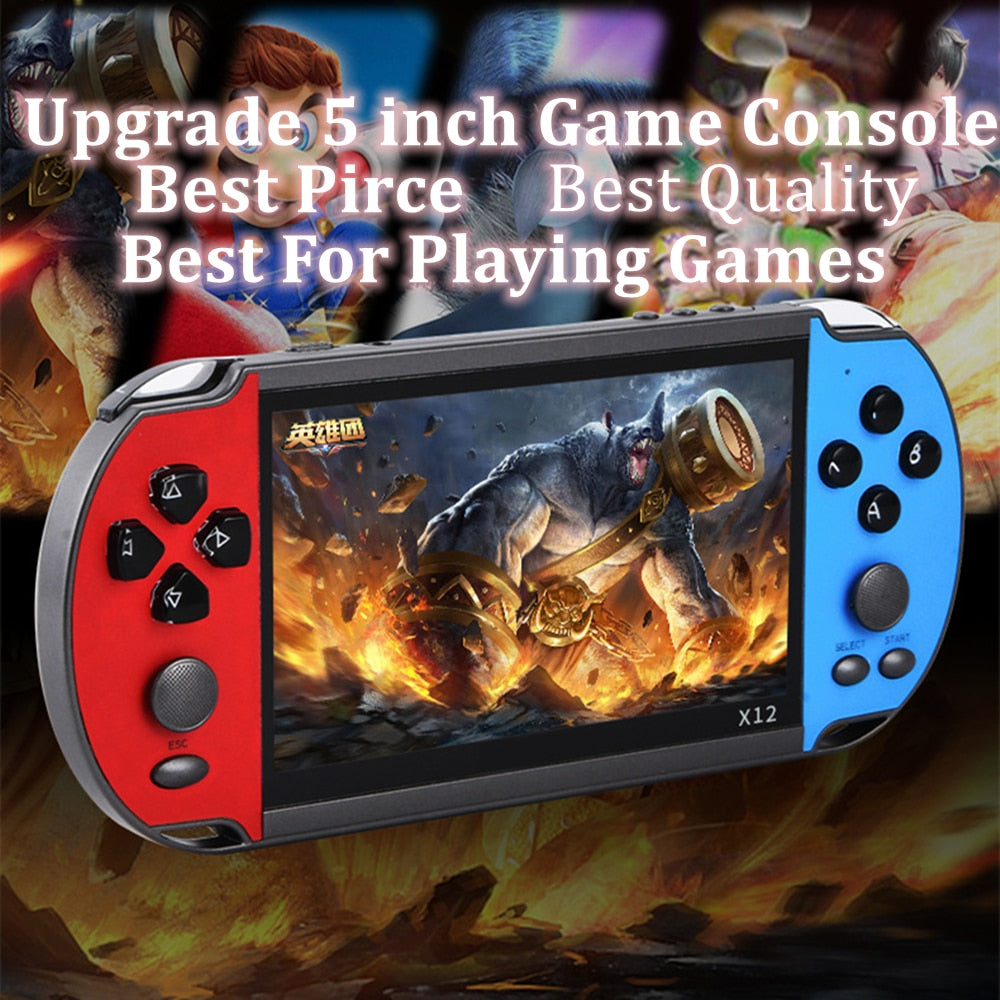 X12 Gaming 5.1 inch Handheld Portable Game Console 8GB preinstalled 2000 free games support TV Out video game machine boy player.
