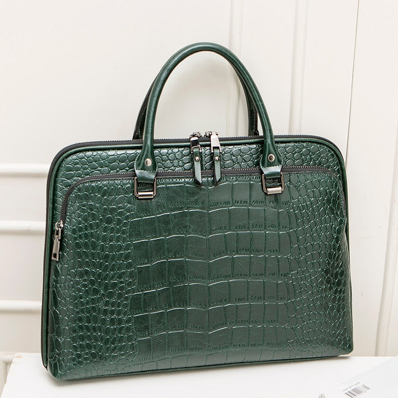 Fashion Women's Leather Briefcase For 13.3" 14.1 Inch Laptop Handbag 2022 Girls Shoulder Bags Woman Work Office Leather Handbags.