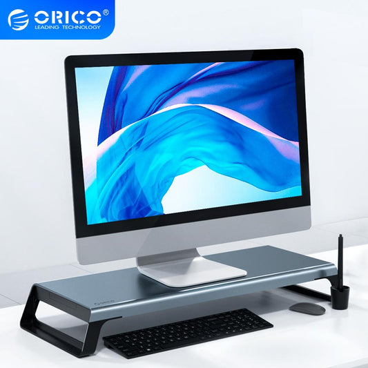 ORICO Aluminum Monitor Stand Riser Wood Computer Universal Desktop Holder Bracket Organizer for PC Laptop MacBook Home Office