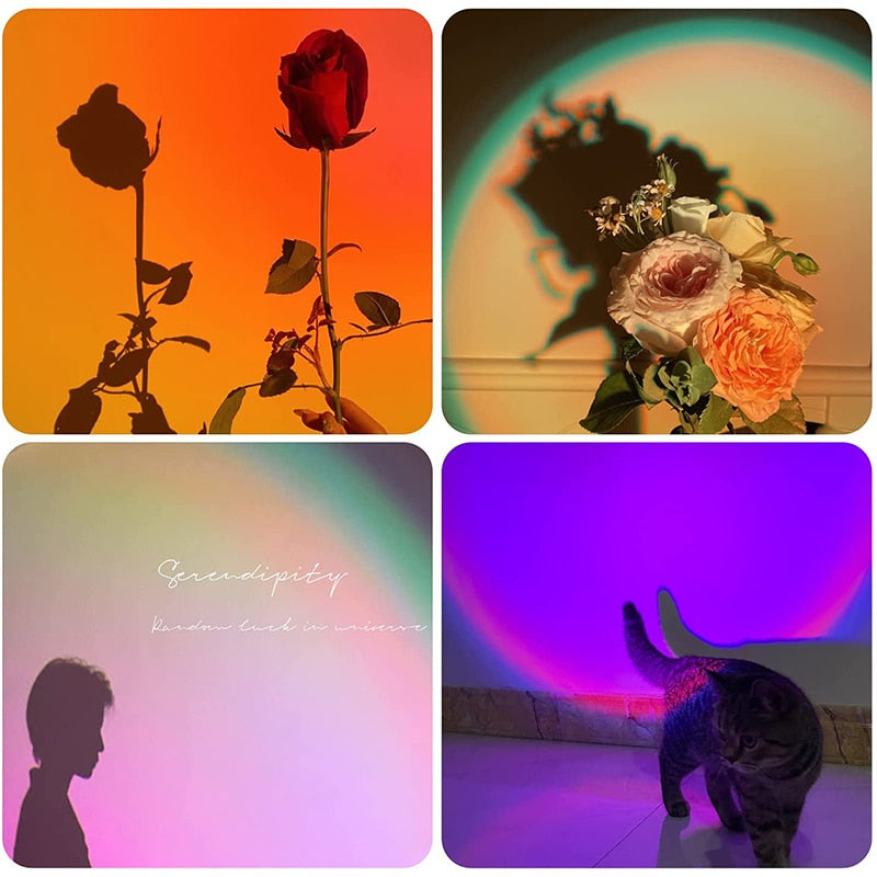 16 Colors Sunset Lamp Led Projector Night Light Living Room BarCafe Shop Background Wall Decoration Lighting For Photographic.
