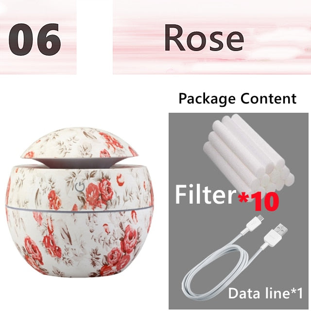 Mini Air Humidifier Ultrasonic USB Aroma Diffuser Wood Grain LED Night Light Electric Essential Oil Diffuser Aromatherapy Home.