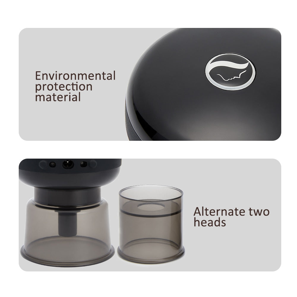 Smart Vacuum Suction Cup Cupping Therapy Massage Jars Anti-Cellulite Massager Body Cups Rechargeable Fat Burning Slimming Device.