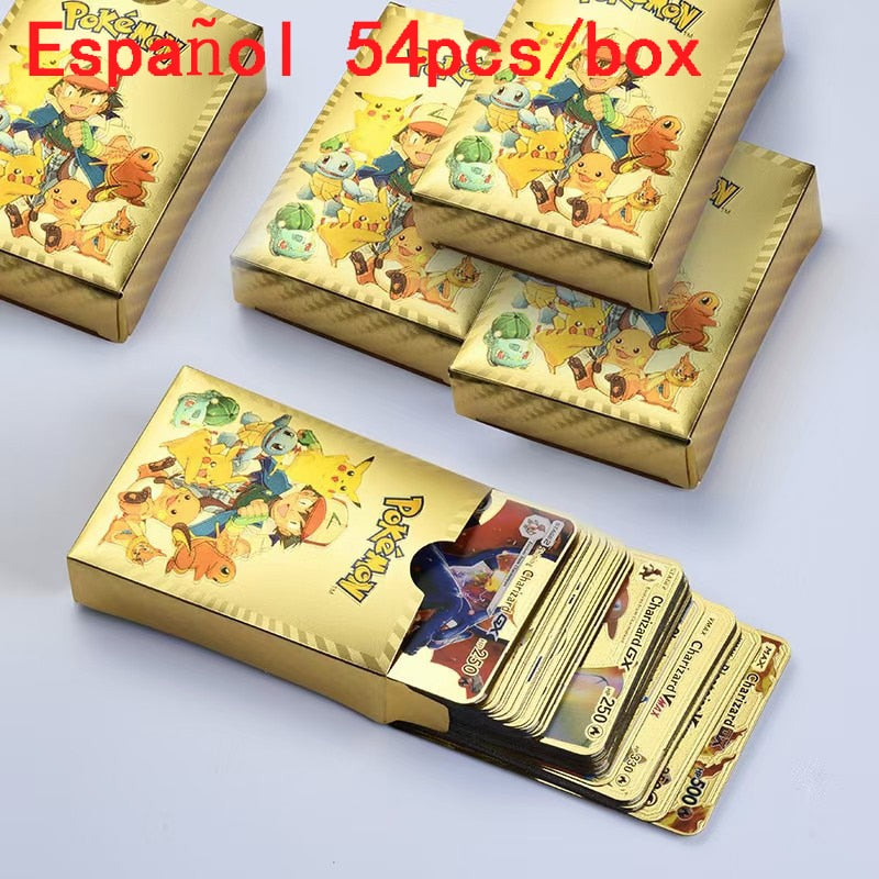 New Pokemon Cards Metal Gold Vmax GX Energy Card Charizard Pikachu Rare Collection Battle Trainer Card Child Toys Gift.
