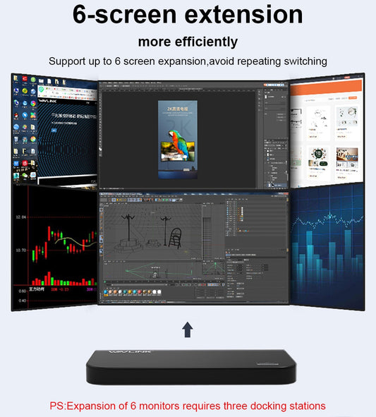 USB 3.0 Universal Docking Station Dual Video Monitor Display HDMI-/DVI/VGA Gigabit Ethernet Audio 6 USB Ports For Laptop Tablet
