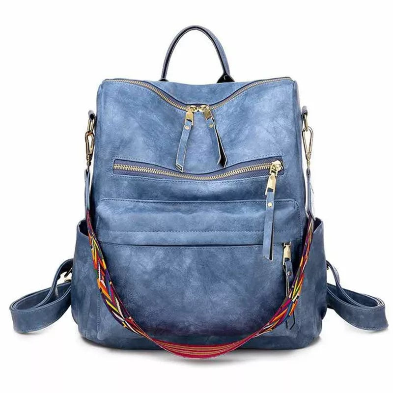 Retro Large capacity Backpack Women PU Leather Rucksack Women's Knapsack Travel Backpacks Shoulder School Bags Mochila Back Pack