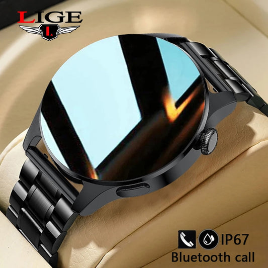 LIGE New Bluetooth Call Smart Watch Men Full Touch Sport Fitness Watches Waterproof Heart Rate Steel Band Smartwatch Android iOS.