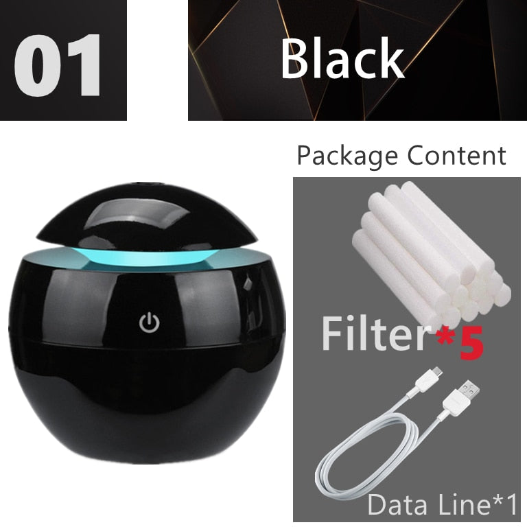 Mini Air Humidifier Ultrasonic USB Aroma Diffuser Wood Grain LED Night Light Electric Essential Oil Diffuser Aromatherapy Home.