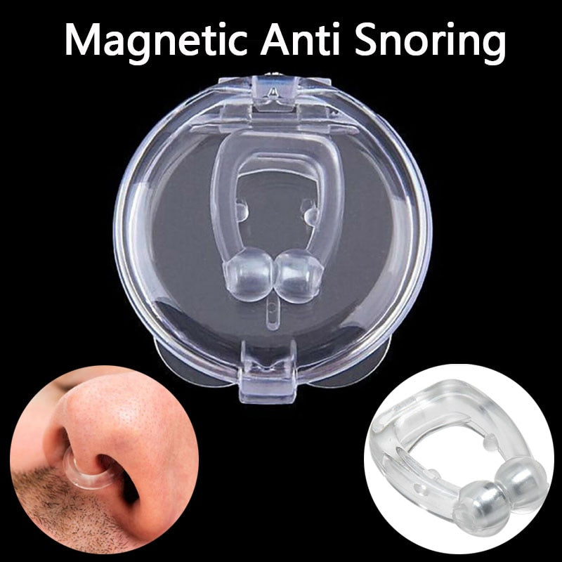 2/4 Pc Magnetic Anti Snoring Device Silicone Anti Snore Stopper Nose Clip Tray Sleeping Aid Apnea Guard Night Device With Case.
