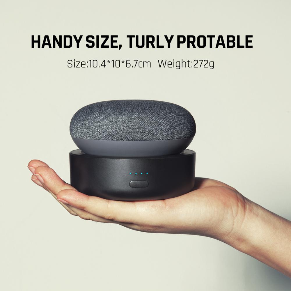 GGMM N2 10000mAh Battery Base For Google Nest Mini 2 Rechargeable Battery Case 20Hours Play Google Smart Speaker Docking Station