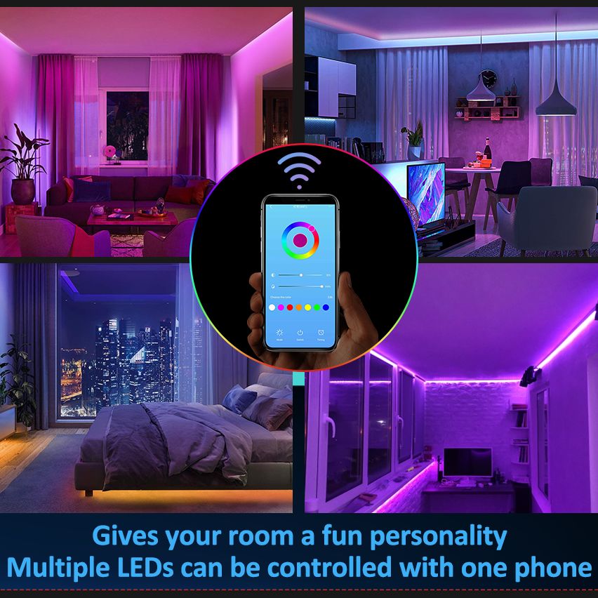 LED Light Strips,Works with Alexa Google Home,Wifi Controller 5050 RGB LED Light ,App and Remote Control, for Home Decoration.