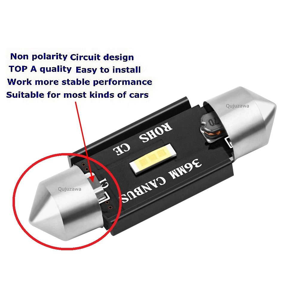 New Festoon CSP LED Bulbs 31mm 36mm 39mm 41mm C5W C10W Super Bright Car Dome Light Canbus No Error Auto Interior Reading Lamps.