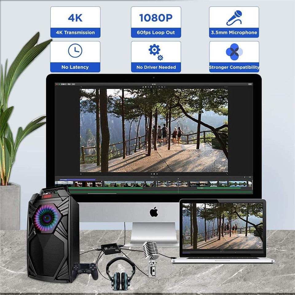 Video Card Capture HDMI Video Capture Card Device PC PS4 Game Live Streaming 4K 1080P HD VHS Board USB 3.0 Grabber Recorder Box.