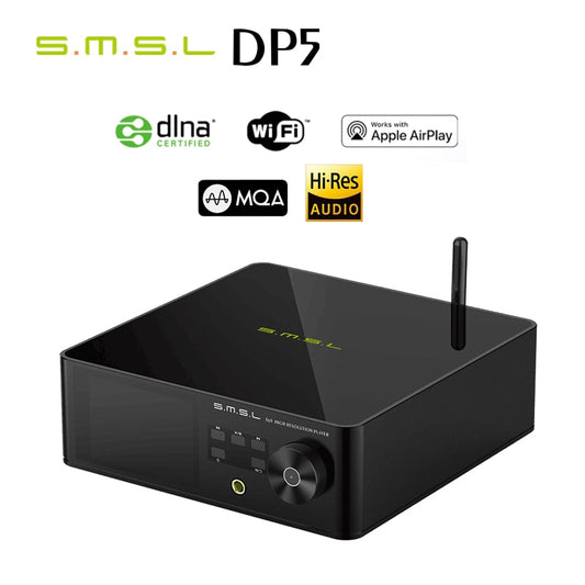 SMSL DP5 ES9038Pro MQA Full Decoding Network Music Player Streaming Playback DSD256 Banlanced Headphone AMP Bluetooth Player.