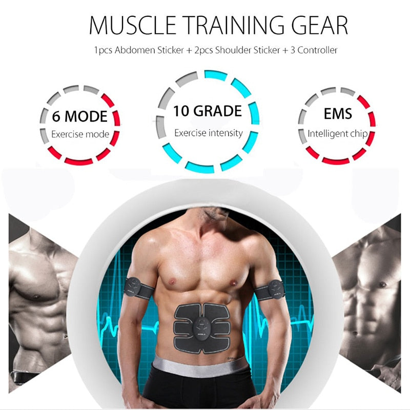 EMS Smart Wireless Stimulator Abdominal Trainer Fitness Stickers Training Electric Body Slimming Weight Loss Devices Massager.