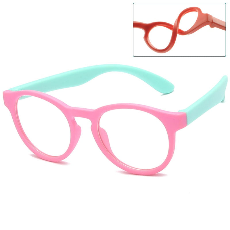 New Anti Blue Light Kids Glasses Round Silicone Children Eyewear Boy Girls Optical Frame Computer Transparent Eyeglasses UV400