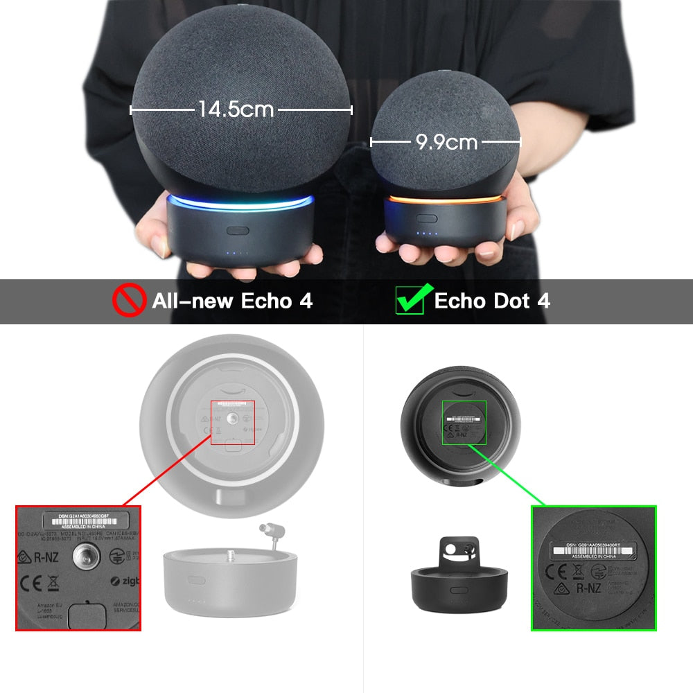 5200mAh Battery Base for Echo Dot 4 4th Gen Smart Alexa Speaker Portable Rechargable Battery Pack for Dot (4th gen) Stand Holder.