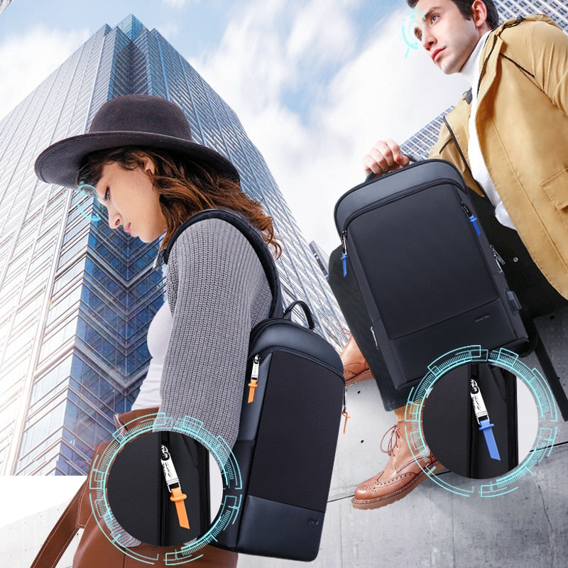 BOPAI Slim Laptop Backpack Men 15.6 Inch Pack Office Work Women Bagpack Business Anti Theft Unisex Black Thin Light Backpacking.