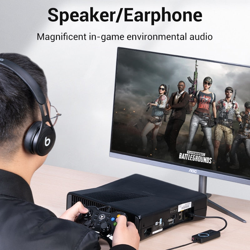 Vention USB External Sound Card USB to 3.5mm Audio Adapter USB to Earphone Microphone for Macbook Computer Laptop PS4 Sound Card.