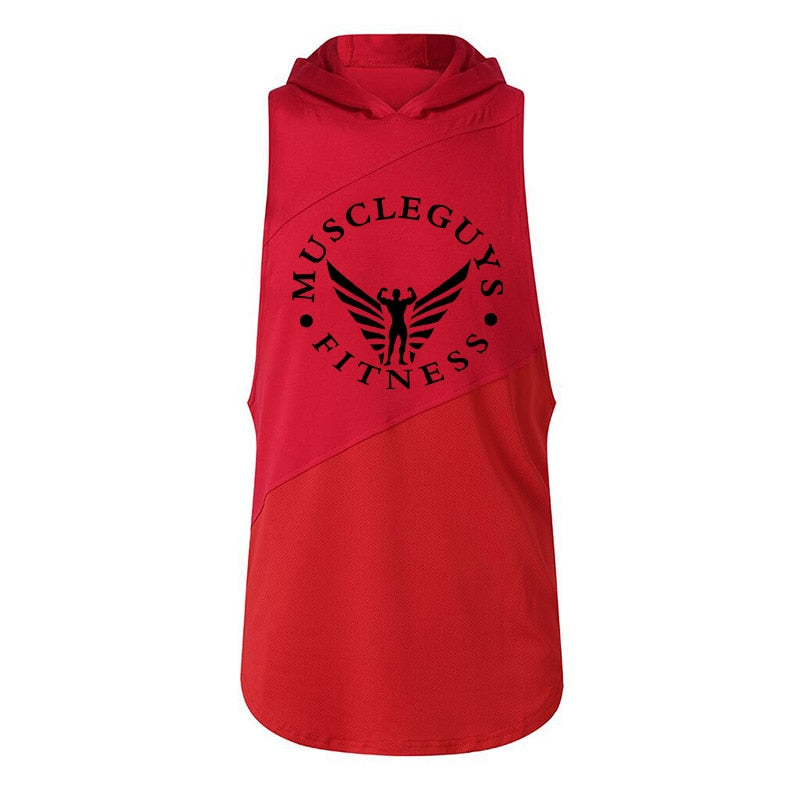 Muscle guys Brand Bodybuilding Stringer Tank Tops Hoodies Tanktops Fitness Men gym Clothing sleeveless shirts with hoodie