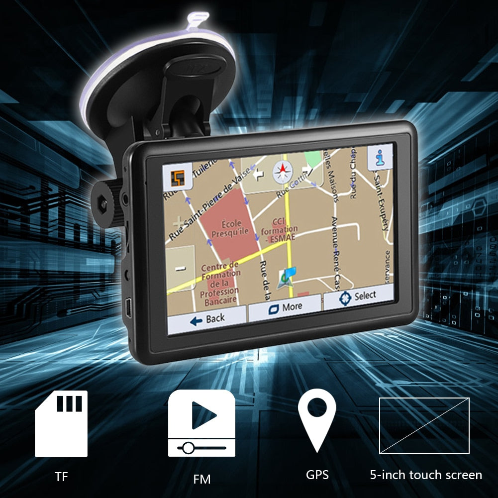 Multifunctional 5 inch GPS Navigation 4GB TFT Touch Screen HD GPS Device Maps Portable Automobile Car FM Satellite.