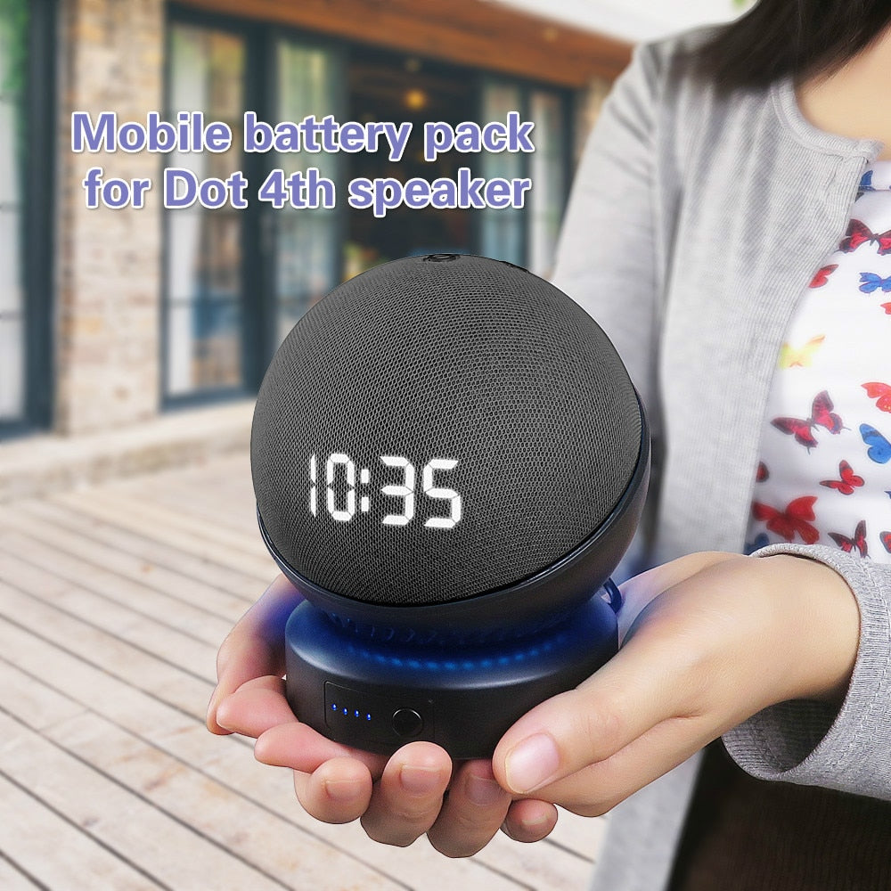 Battery Base for Echo Dot 4th Generation Alexa Speaker Portable Wireless charger Power Bank for Echo Dot 4 Holder Mount Stand.
