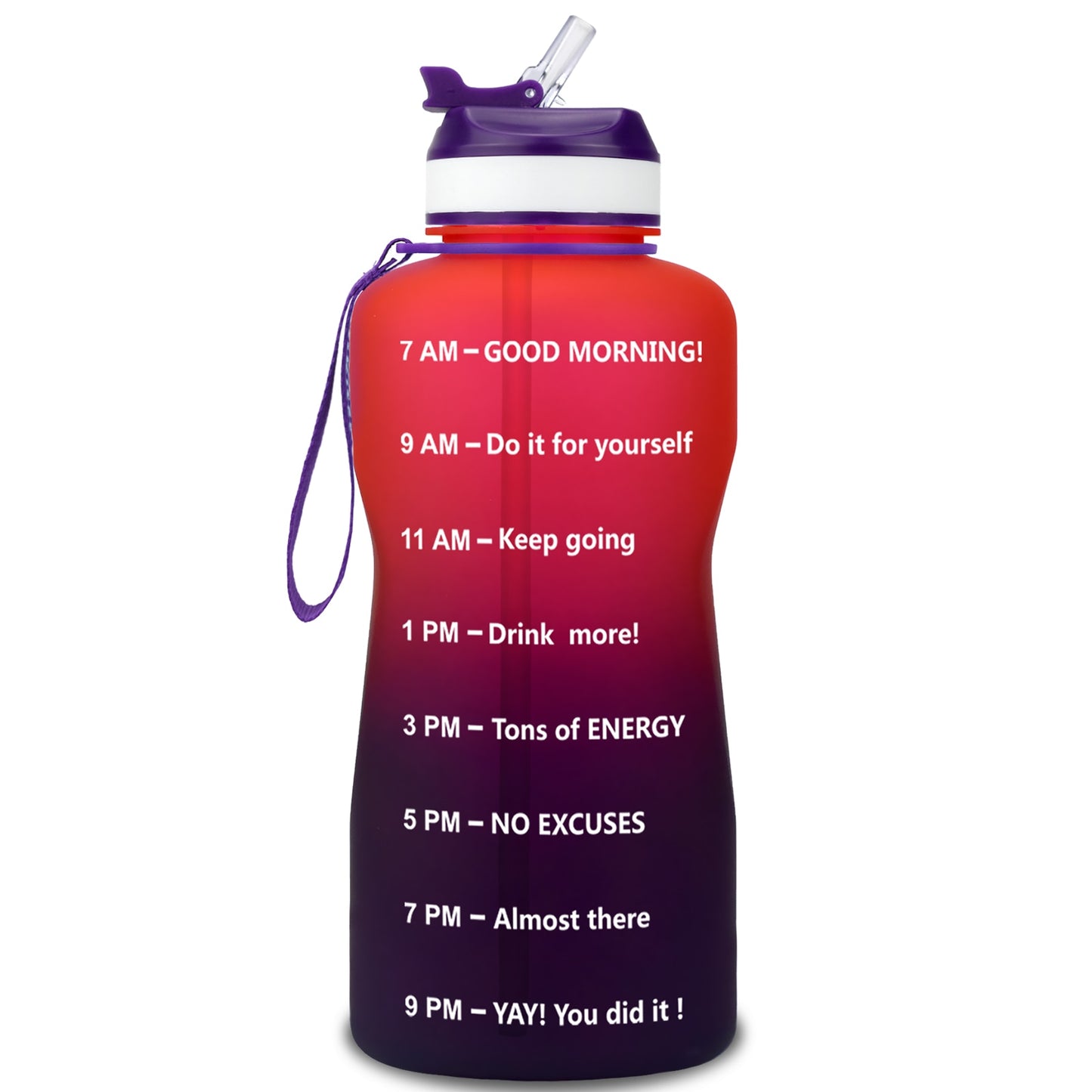 QuiFit 2L 1.3L 64OZ 43oz Tritan Water Bottle With Straw & Time Markings BPA Free Portable Protein Shaker Sports GYM Drinking Jug