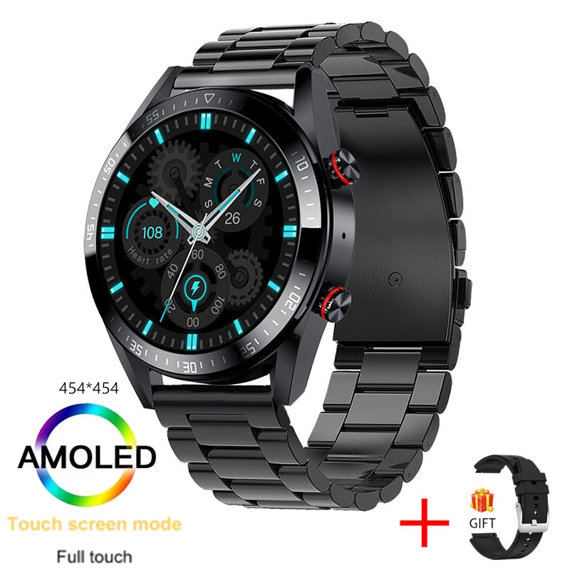 2021 New 454*454 Screen Smart Watch Always Display The Time Bluetooth Call Local Music Smartwatch For Mens Android TWS Earphones.
