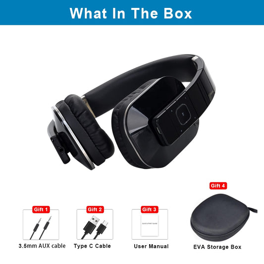 BT5.0 Bluetooth Wireless Headphones 2Mic ENC Gaming HiFi Leather overear Long battery headphones cancelation low latency 40ms.