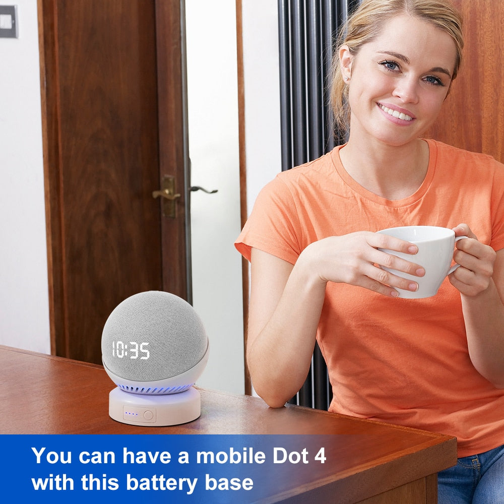 Battery Base for Echo Dot 4th Generation Alexa Speaker Portable Wireless charger Power Bank for Echo Dot 4 Holder Mount Stand.