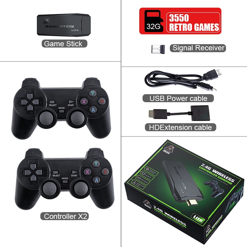 DATA FROG 4K HD Video Game Console 2.4G Double Wireless Controller For PS1/FC/GBA Retro TV Dendy Game Console 10000 Games Stick.
